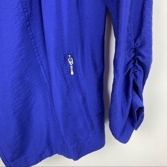 Chico’s Women's Size 0 Small Blue Open Front Jacket Nylon Ruched Lightweight - Picture 7 of 10